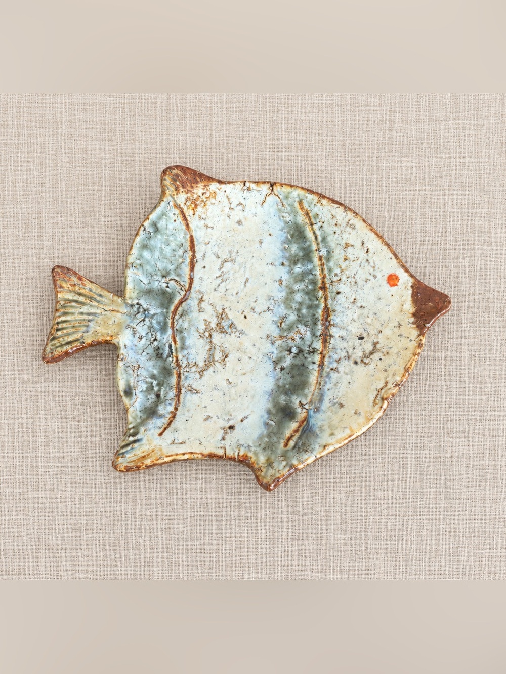 Vintage Handcrafted Ceramic Fish Trinket Ring Dish Pottery 7.5”